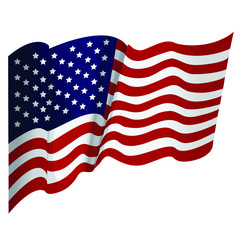 3d Illustration A Waving American Flag On White Background.