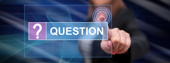 Woman touching a question concept