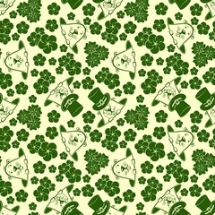 Naklejka premium Groundhog Day. Seamless pattern with spring flowers and cute groundhogs. Vector illustration.