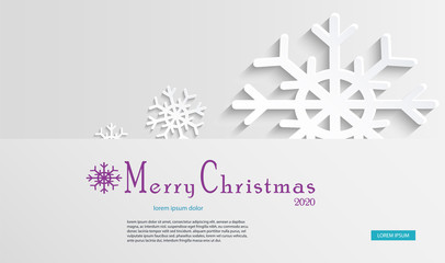 Snowflake icon. Festive background, template postcard, website home page. sign design. Long shadow. Ornament of beautiful snowflakes.