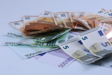 Obraz na płótnie Canvas Money background of Euros. Giving money. Robery.