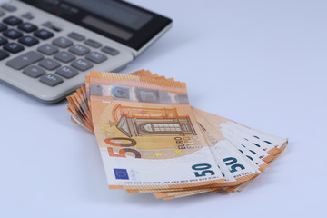 Money background of Euros. Giving money. Robery.