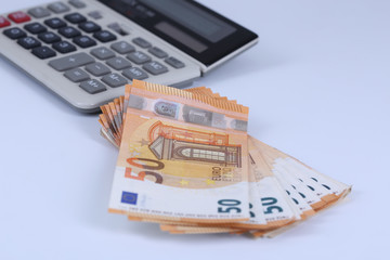 Money background of Euros. Giving money. Robery.