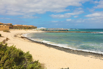 Beautiful view of Corralejo beach, Fuerteventura, Canary Islands
