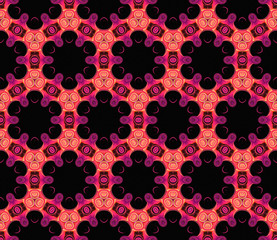 Abstract bright kaleidoscope pattern on a black background.