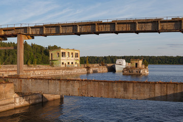 HARA, ESTONIA - MAY, 10, 2018: Abandoned Soviet submarine repair base at Hara, North Coast of Estonia, the Baltic Sea