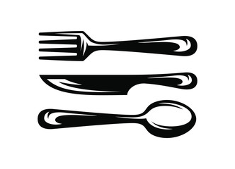 knife, fork and spoon on isolated background. Vector illustration