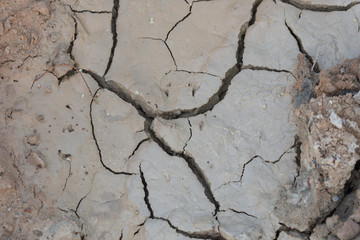 Fototapeta premium The ground cracks in the top view for the texture background without rain