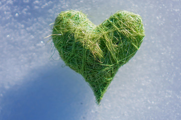 green heart in the snow