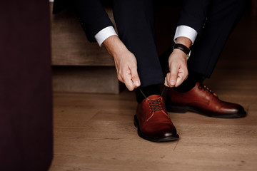 Business man or groom wearing classic elegant shoes.