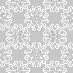 Fototapeta na wymiar Gray floral seamless background with white design