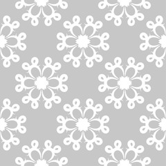 Floral seamless pattern. White design on gray background