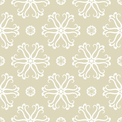 Pale olive green seamless background with white floral pattern