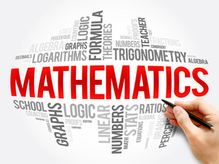 Mathematics word cloud collage, education concept background