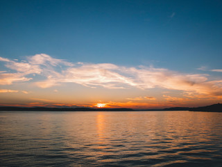 Sunset at Bodensee lake, Lake Constance, Germany.