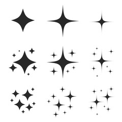 Sparkling black and white symbol vector A set of original sparkling starter icons, a shiny shine, light effect stars,shiny flash,decoration twinkle,Glowing light effect  and bursts collection Vector