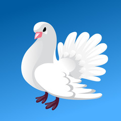 white doves on a blue background, Vector illustration, Business Design Templates. White pigeon isolated. beautiful shiny white dove in a blue sky