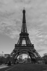 Fototapeta na wymiar The Eiffel Tower on a mild Winter day in December
