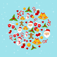 Colourful Christmas elements. Christmas banner. Christmas vector illustration