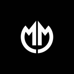 MM monogram logo circle ribbon style design template