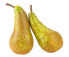 Two yellow pears isolated on a white background