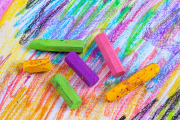 Colorful pastel crayons colorful painting background