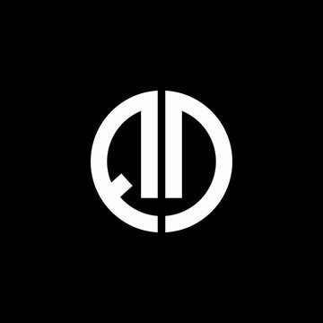 QD monogram logo circle ribbon style design template