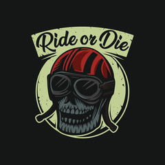 skull rider with helmet vector illustration design