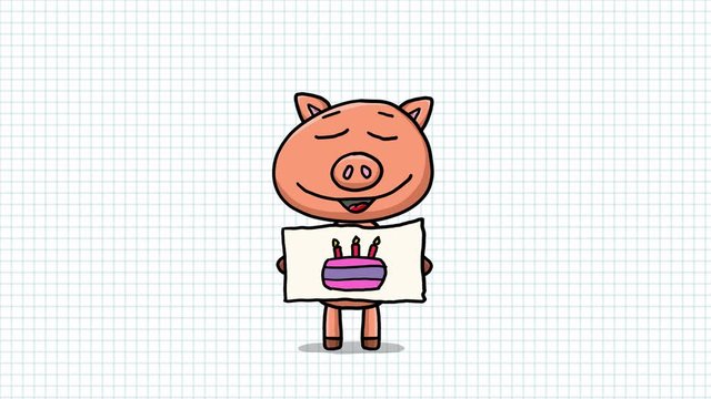 Schwein Cartoon Animation &ndash; Happy Birthday