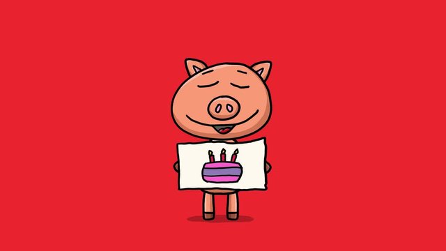Schwein Cartoon Animation &ndash; Happy Birthday