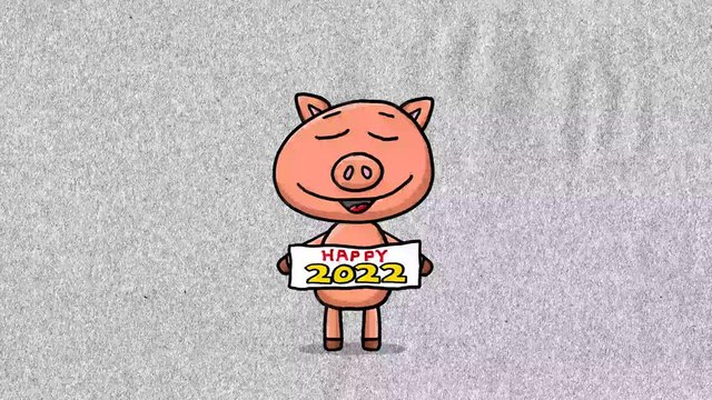 Schwein Cartoon Animation &ndash; Silvester / Neujahr 2022