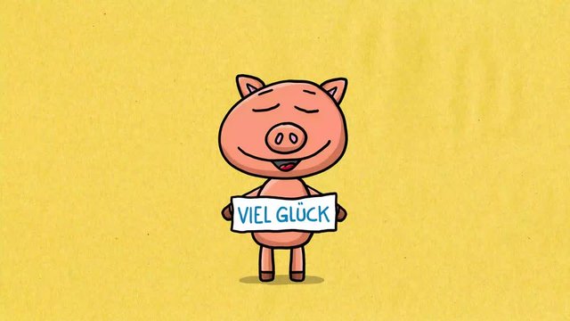 Schwein Cartoon Animation &ndash; Viel Gl&uuml;ck