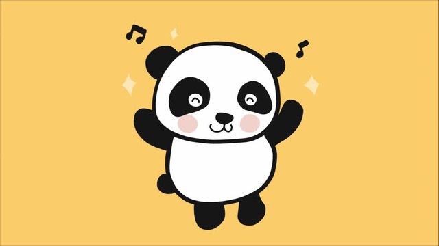 Fat cute panda dancing cartoon 