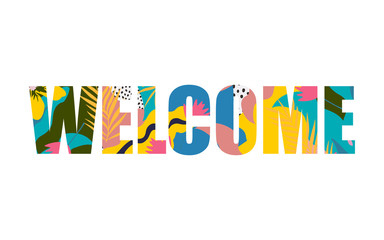 Word welcome isolated banner design. Modern vector illustration welcome store sign for greeting card, social media banner, website banner, marketing and promotional material