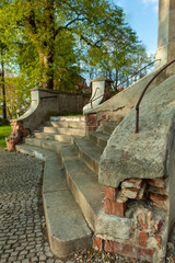 The entrance staircase of an old house in an old town.