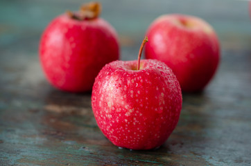 Close up view of red apples.