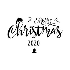 Merry Christmas vector illustration template. Calligraphic text lettering design card template