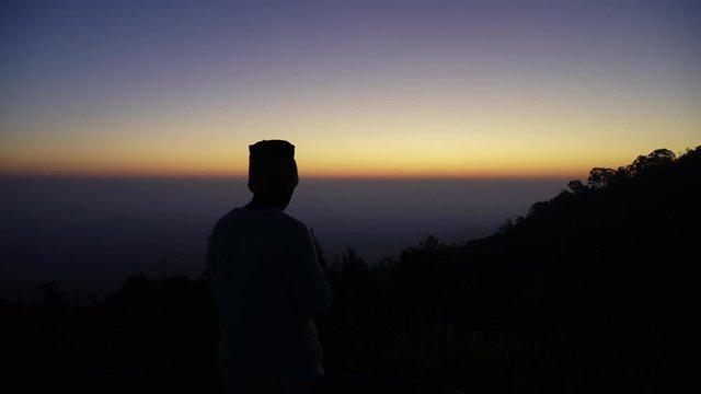 golden sunrise above the mountain range on Khun Sathan Nation Park
