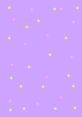 Pastel purple, yellow, and gold seamless polka dot pattern. Vector ornament. Ink illustration. Hand drawn ornament for wrapping paper. Vector Illustration Image