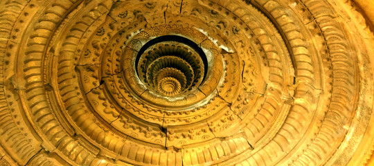 Fototapeta Craving on Golden Stone in Jaisalmer Bada Bagh obraz