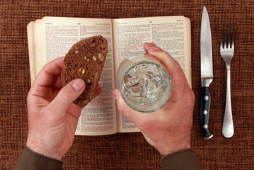 open bible spiritual food and drink