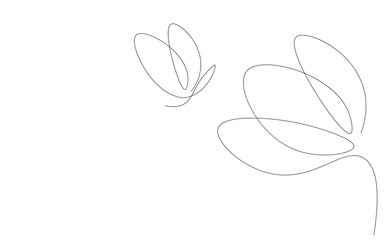 Spring flowers background with butterfly, vector illustration