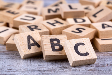 Wooden alphabet, a, b, c