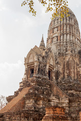 Prang as it called at Wat Ratchaburana, Thailand Ayutthaya february 2015