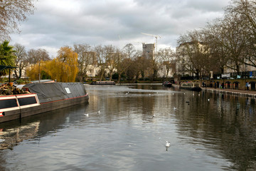 Fototapeta premium Little Venice in London, Paddington on a winter day