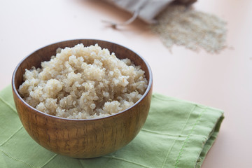 Cereal free gluten- Quinoa in wooden bowl