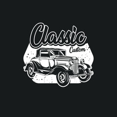 Classic custom car vector illustration dark background