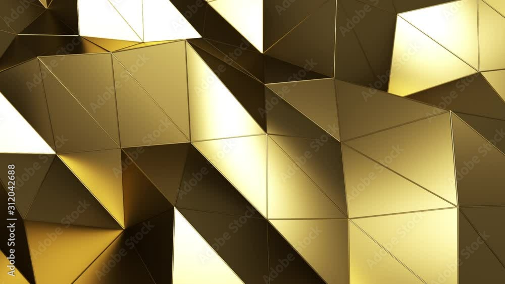 Aufkleber abstract background of geometric gold surface. computer generated loop animation. modern background 