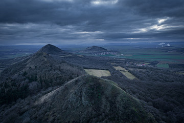 Central Bohemian Highlands is a mountain range located in northern Bohemia in the Czech Republic. The range is about 80 km long, extending from Ceska Lipa in the northeast to Louny.