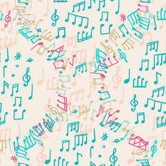 Musical notes. Seamless patterns. Vector cartoon illustration